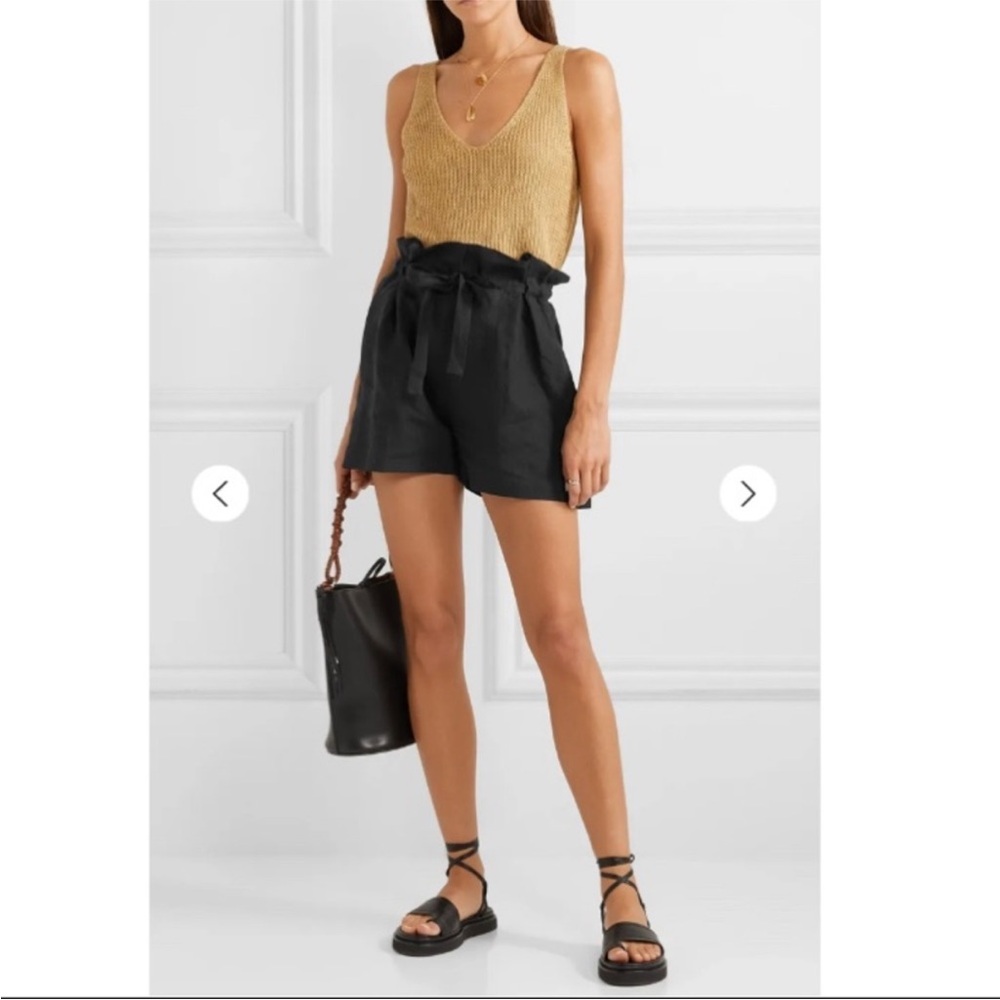 NILI LOTAN Mora  linen papebag shorts Bermuda black L
